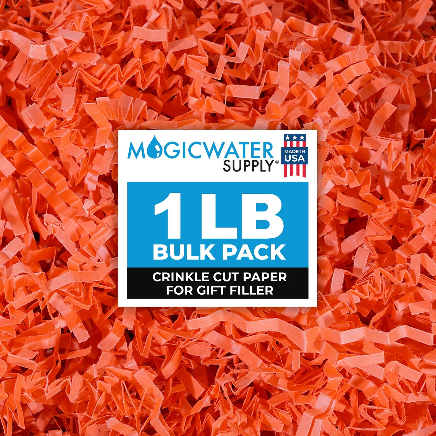 MagicWater Supply MagicWater Crinkle Cut Paper for Gift Baskets - 1LB - Orange - Perfect for Shredded Paper Filler, Basket Filler, Gift Boxes, Bridesmaid Gifts, Halloween Stuffers & More â€“ Ideal for